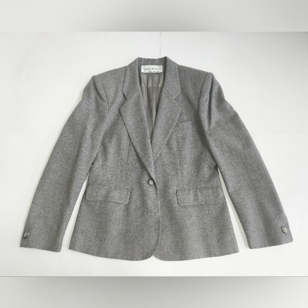 Vintage 1990's Evan-Picone Ladies Wool Lined Dark Gray Blazer Size 10